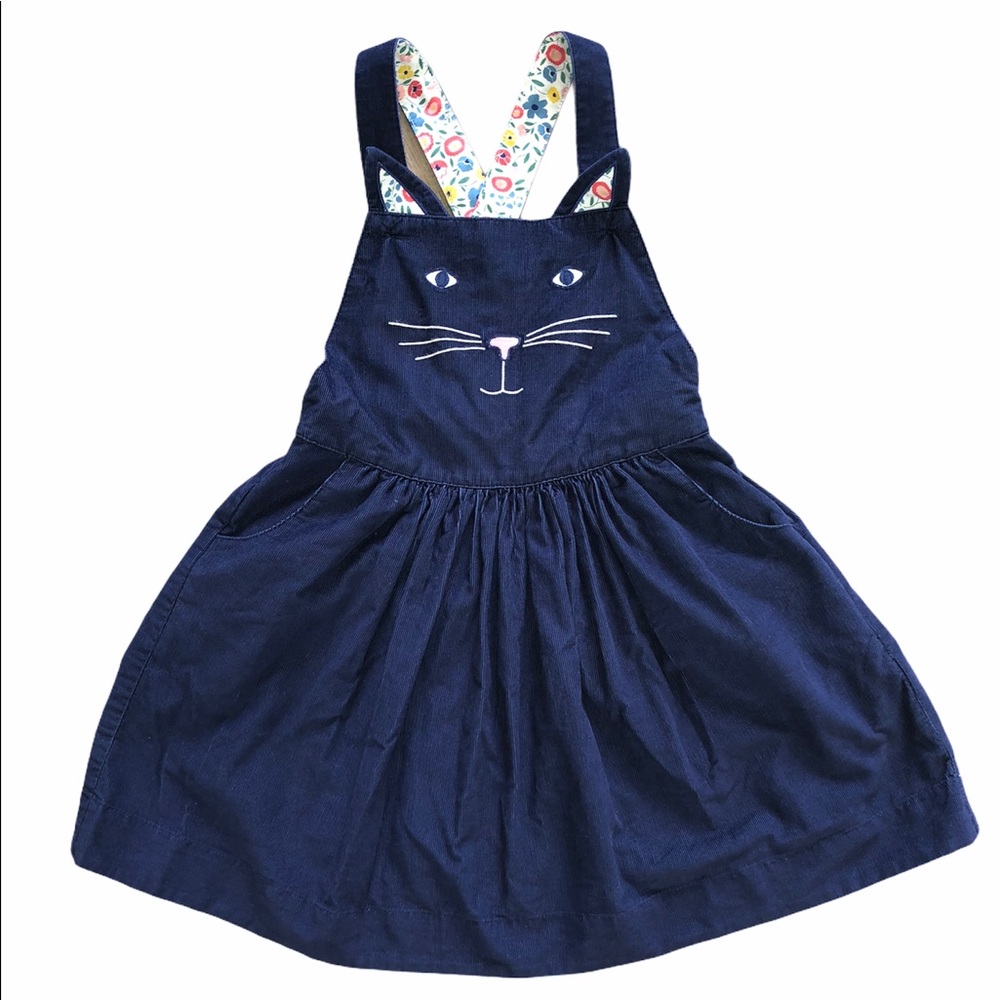 Mini Boden corduroy navy blue bib dress NWOT